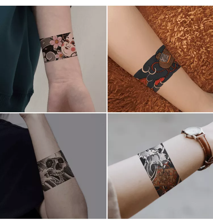 Optional8Zhang Waterproof and Durable Armband Flower Arm HAILANG Japanese Traditional Bracelet Men and Women Original Wrist Tattoo Sticker | Lazada PH