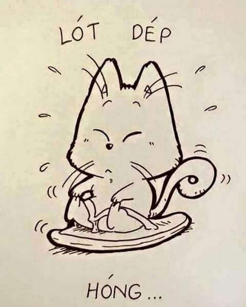 Mèo lót dép hóng - ảnh vẽ - Ảnh chế meme